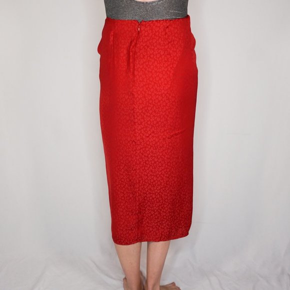 L'ACADEMIE Red Jacquard The Maryam Skirt NWT - Picture 3 of 6